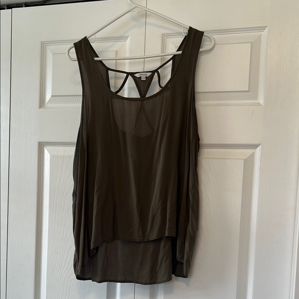 Women's Olive Green Sleeveless Top